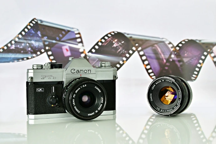 a camera with a lens